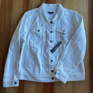 NWT Seethrusoul white denim boyfriend jacket size large size small white jean